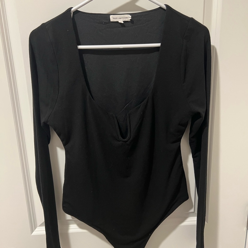 Good American Deep V Black Bodysuit